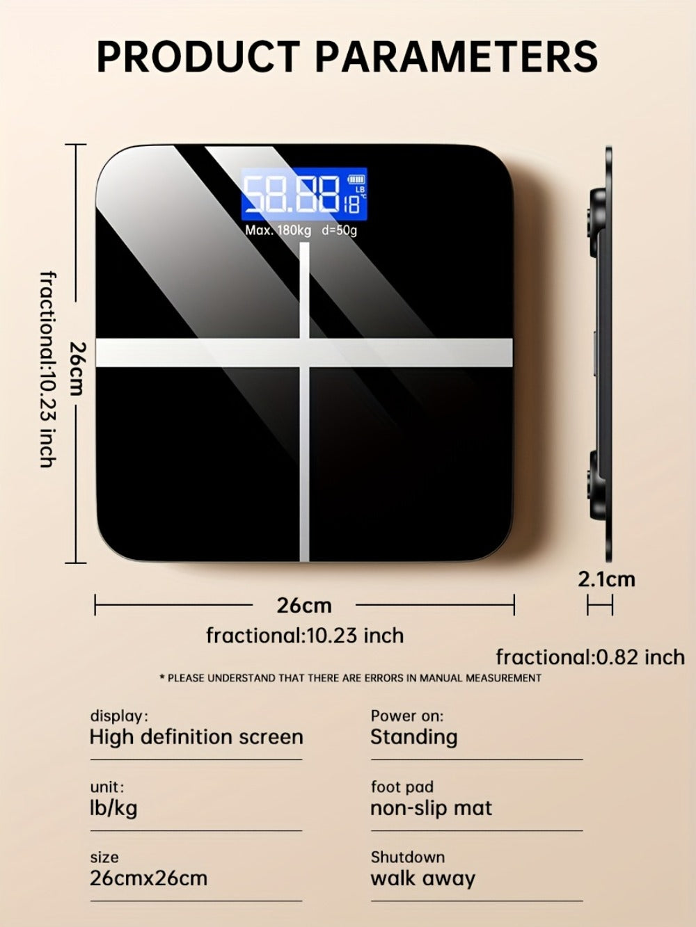 Báscula Electrónica de Peso, Báscula Digital para Baño de 179,62 kg, Báscula de Alta Precisión con Pantalla LCD de Alta Definición y Visualización de Temperatura (Intercambiable entre KG y Escala), Plataforma Ultra Ancha, Pesaje Electrónico de Alta Precis