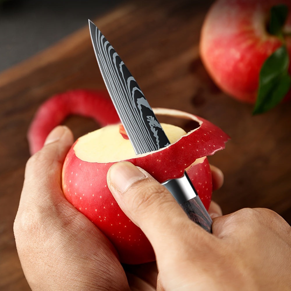 Juego de cuchillos de cocina 1/3 piezas, cuchillos de cocina forjados a mano, cuchillo Santoku de 20 cm, cuchillo para rebanar de 12.5 cm, cuchillo para pelar de 9.5 cm, adecuado para cocina casera, hoteles, restaurantes, regalos de cocina para vacaciones