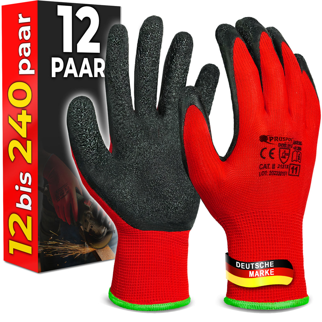 12 a 24 Pares de Guantes de Trabajo Duraderos (Talla 7/8/9/10/11), Guantes de Jardinería, Guantes de Montaje para Hombres/Mujeres con Revestimiento de Látex para Construcción, Mecánica, Talleres, Carpintería, Logística, Paquete al por Mayor