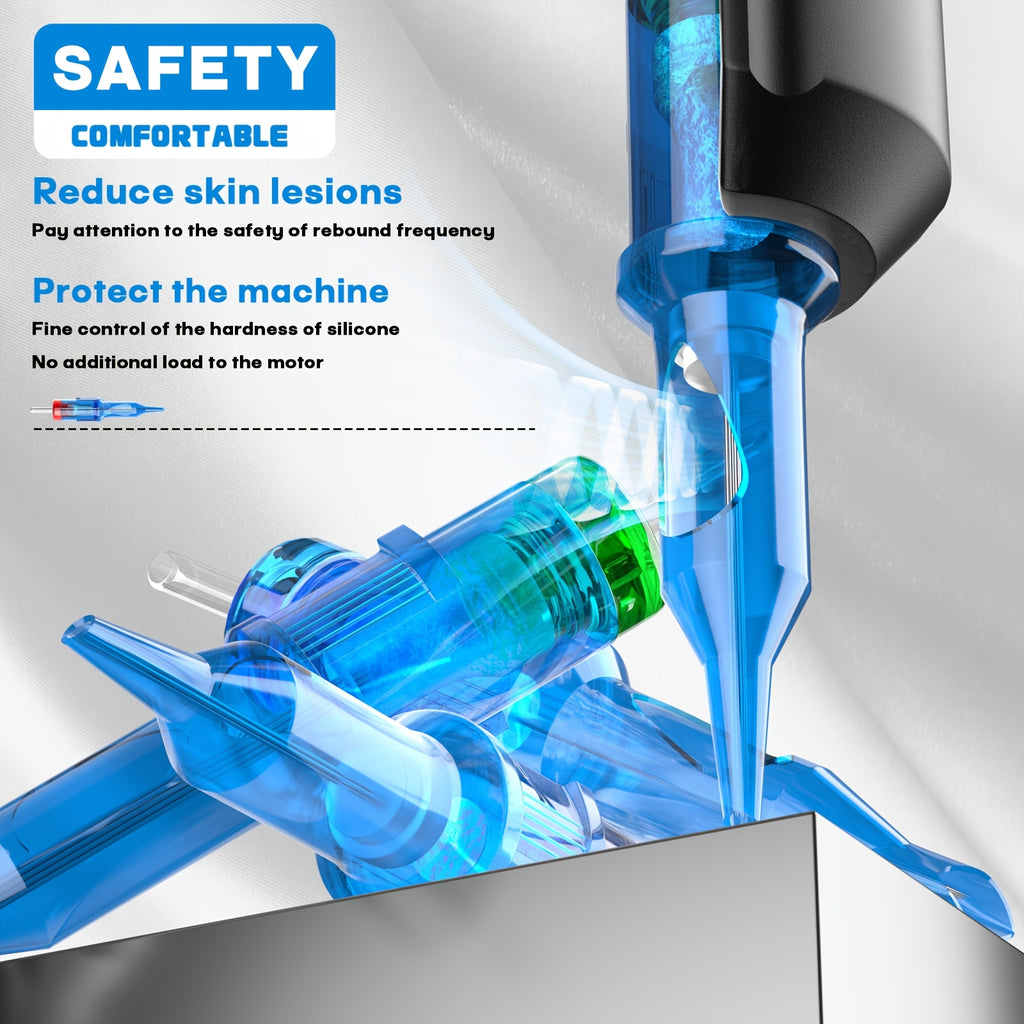 Agujas de Cartucho para Tatuaje POSEIDON V3 50pcs Tamaño Mixto, Agujas Estériles con Cartuchos de Seguridad con Membrana - 1203Rl, 1205RL, 1207RL, 1209RL, 1207RM, 1209RM, 1205RS, 1207RS, 1209RS, 1207M1