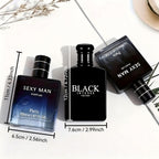 Set de Perfume para Hombre de 2 Unidades, Gran Capacidad de 5.24 FL.OZ, 2 Opciones (Negro y Azul) | Sexy Man Eau De Parfum, Fragancia Fresca, Amaderada y Oriental, Fresca y Sofisticada | Ideal para Regalos de Vacaciones y Uso Personal