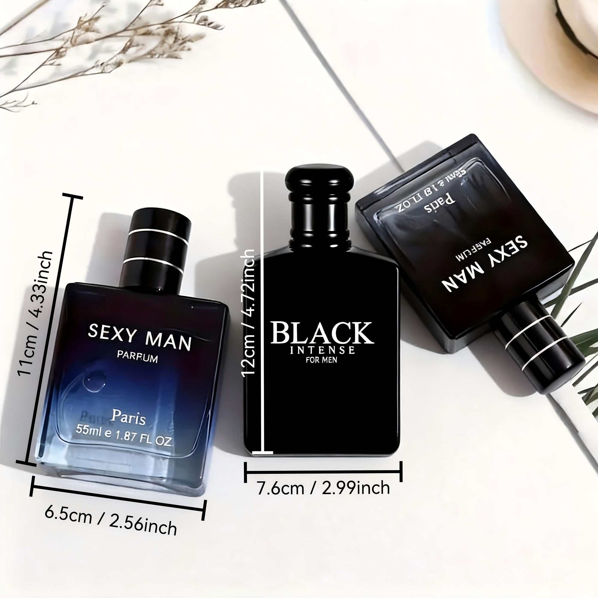 Set de Perfume para Hombre de 2 Unidades, Gran Capacidad de 5.24 FL.OZ, 2 Opciones (Negro y Azul) | Sexy Man Eau De Parfum, Fragancia Fresca, Amaderada y Oriental, Fresca y Sofisticada | Ideal para Regalos de Vacaciones y Uso Personal