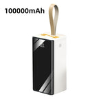 Batería Externa de 100000Mah | Ultra Alta Capacidad y Carga Segura | Pantalla LED y Correa de Cuero | Carga Rápida Multi-Dispositivo | Protección contra Sobrecalentamiento y Sobrecarga | para Android y iOS | Batería de Respaldo de Energía de Emergencia pa