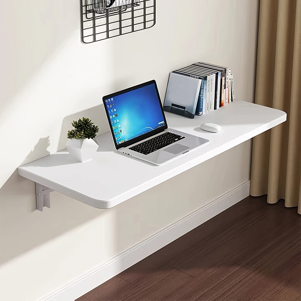 Escritorio Flotante de Pared 60x30 cm / 60x30 cm, Ahorro de Espacio con Estructura de Metal Resistente y Recubrimiento en Polvo Blanco - Escritorio de Computadora con Tapa Abatible, Ideal para Espacios Pequeños, Dormitorio, Esquina de Cocina, Oficina en C