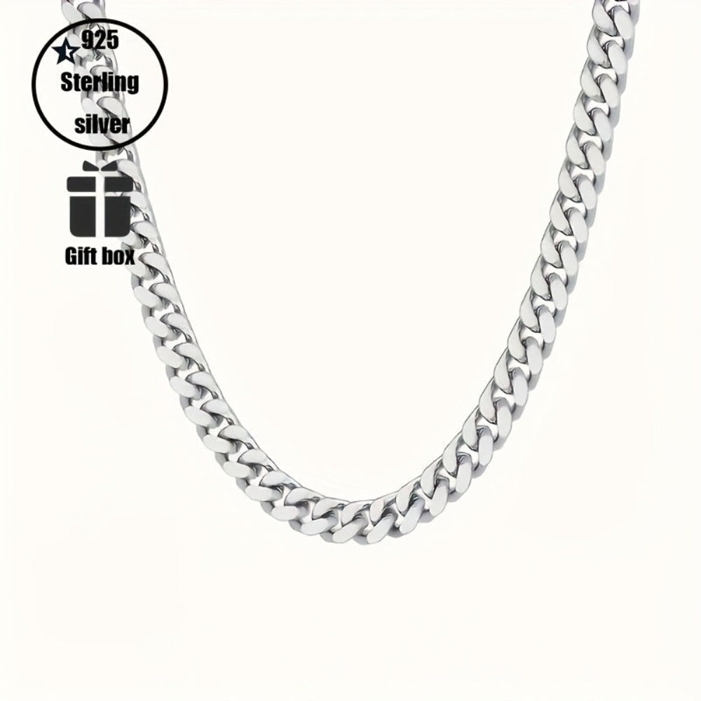 Collar de plata 925 para hombre, cadena cubana de 5 mm, accesorios de joyería estilo hip hop para fiestas, regalos para hombres, San Valentín, aniversario, cumpleaños, regalo para el Día del Padre, empaque en caja