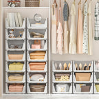 4 Cestas de Almacenamiento de Ropa Plegables, Organizadores de Cajones de Plástico para Cocina, Baño y Armarios de Oficina - La Opción Perfecta para el Día del Trabajo. Cesto de Lavandería, un Organizador de Armario Multifuncional, una Solución que Ahorra