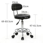 Taburete de salón redondo con ruedas y respaldo, taburete giratorio de salón de altura ajustable con ruedas y asiento suave para spa, salón de dibujo, tatuaje