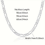 ARTPAGE Cadena Plateada 925 de Plata Esterlina Collar de Moda Figaro Plateado Collar de Moda Urbana Encanto Unisex Regalo para Hombres Día de San Valentín Día del Padre Cumpleaños Navidad con Caja de Regalo