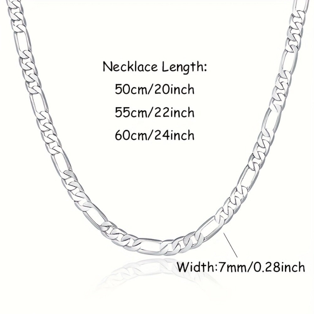 ARTPAGE Cadena Plateada 925 de Plata Esterlina Collar de Moda Figaro Plateado Collar de Moda Urbana Encanto Unisex Regalo para Hombres Día de San Valentín Día del Padre Cumpleaños Navidad con Caja de Regalo