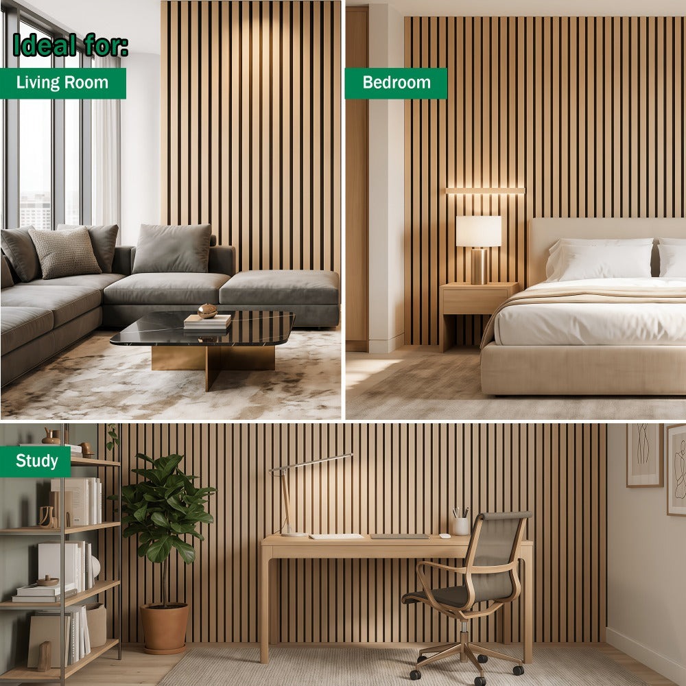 Paquete de 2/4 Paneles Acústicos Autoadhesivos, Tamaño 60*120 Cm, Fieltro Absorbente de Sonido, Diseñados Específicamente para Aislamiento Acústico y Reducción de Eco. Paneles de Pared Decorativos con Diseño de Grano de Madera, Adecuados para Decorar las