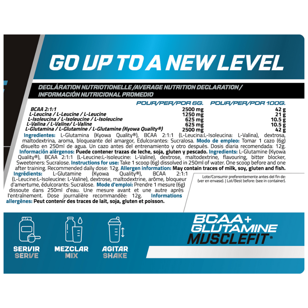 Glutamina + BCAA´s 500g - MuscleFit | Aminoácido