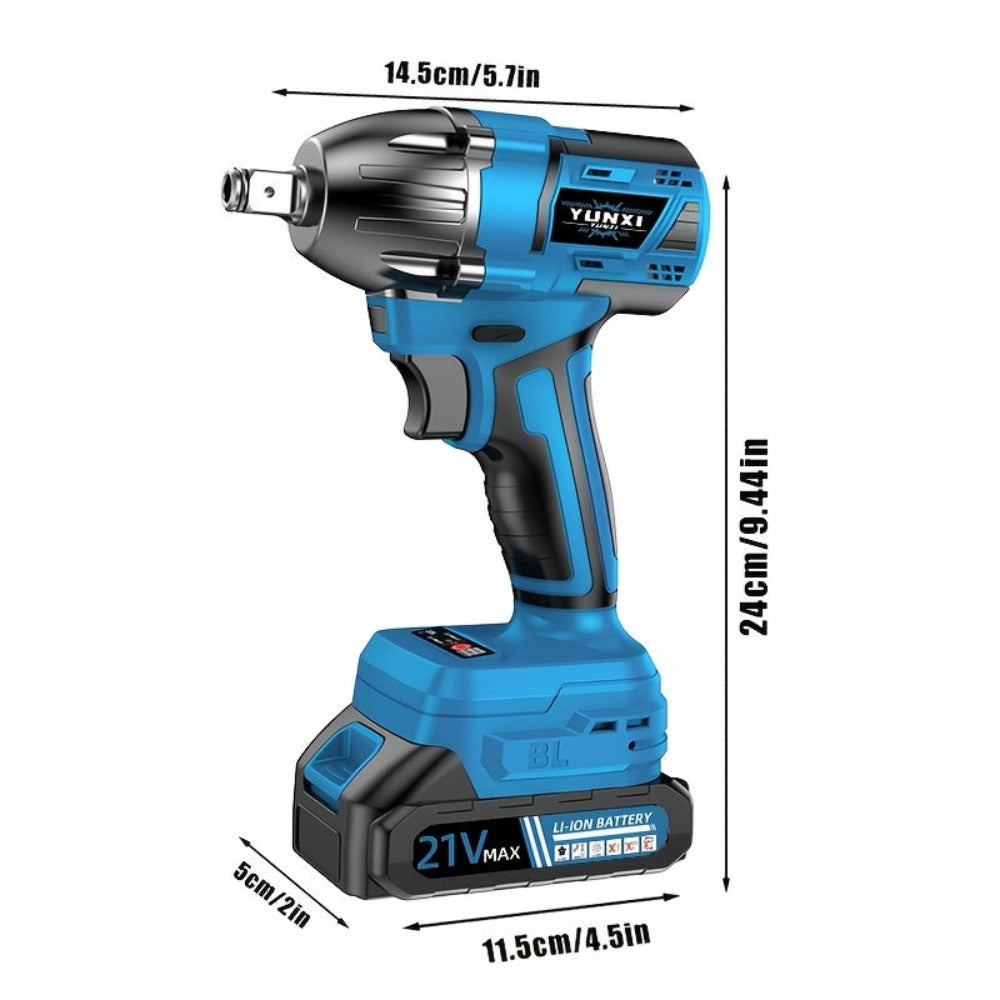 Juego de Llave de Impacto Inalámbrica, Empuñadura Ergonómica, Motor sin Escobillas, Herramienta Multifuncional, Batería Opcional, Cargador Rápido, Accesorios de Enchufe, Caja de Almacenamiento, Ideal para Mantenimiento Automotriz y Proyectos de Hogar