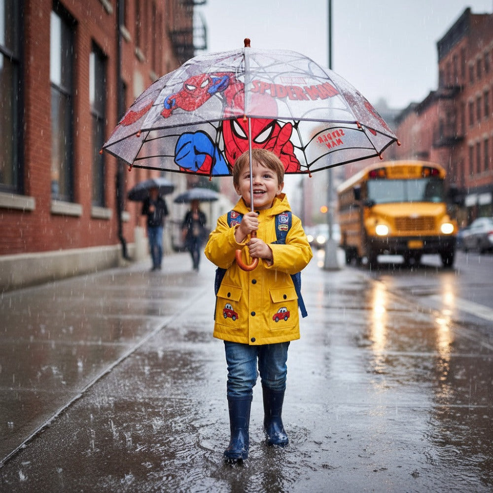 Paraguas de lluvia unisex para niños, transparente y multicolor, con forma de campana