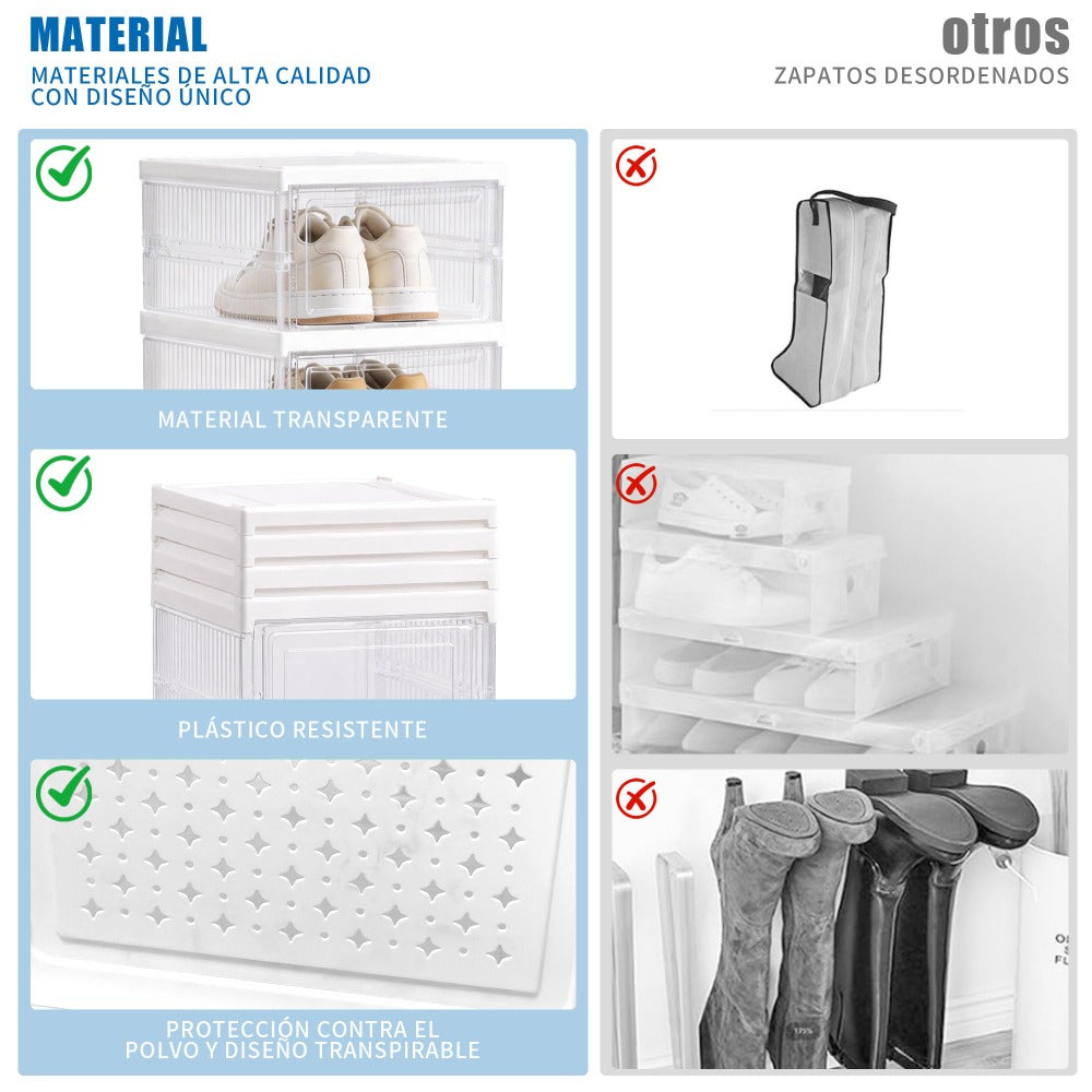 Organizador de Zapatos Plegable Sin Instalación, 6 Niveles, Puerta Transparente Antipolvo 105X34.5X25cm