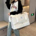 Juego de Bolsos para Mujer: Combinación de Bolso de Viaje y de Gimnasio de Gran Capacidad, Bolso con Estampado de Letras, Regalo de San Valentín, Bolso de Equipaje Multifuncional, Bolso de Mano Cosido para Viajes de Corta y Larga Distancia, Compartimento