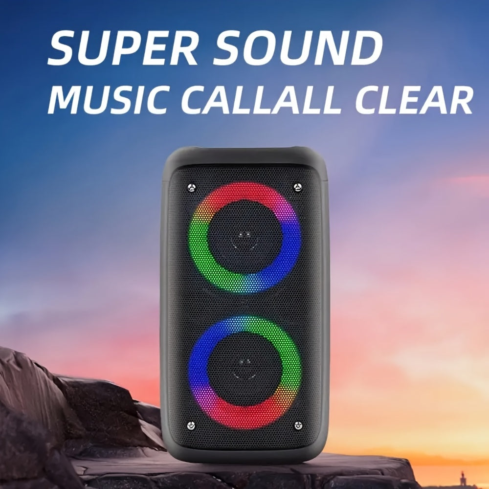Altavoz Bluetooth | Altavoz Boombox Inalámbrico con Subwoofer: Gran Altavoz Estéreo para Exteriores Equipado con Iluminación RGB y Capacidad TWS