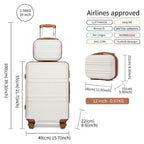 Juego de maletas de 2/4 piezas color blanco crema, carcasa rígida de ABS con trolley, candado TSA, 4 ruedas giratorias, maleta de viaje