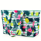 BAJACOM Bolso de Playa Extra Grande, Bolsas Tote con Cremallera, Bandolera Plegable Ligera para Mujeres, Compartimentos, Ideal para Viajes, Vacaciones y Gimnasio