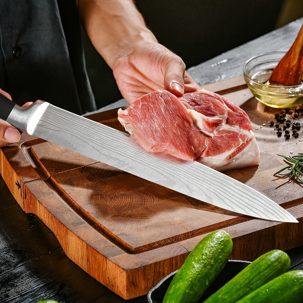 Juego de Cuchillos, 15 Piezas de Acero Inoxidable de Alto Carbono Premium, Juego de Cuchillos de Cocina Afilados con Bloque de Madera, Mango Ergonómico, Cuchillos para Carne, Cuchillo Santoku, Cuchillo de Chef