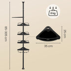 Estante de Esquina para Ducha, Estante de Baño de 4 Niveles, Organizador Ajustable de 85 a 305 cm, Estantes para Baño