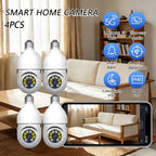 2pcs/4pcs Cámaras de Seguridad con Bombilla Controladas por la App Ease Life - Wifi Inalámbrico Interior Exterior (5Ghz), Vista de 360°, Casquillo E27, FHD 1080P, Visión Nocturna a Todo Color, Detección de Movimiento para la Seguridad del Hogar