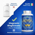Bisglicinato de magnesio con vitamina B6 - Suplemento hecho en Italia - Complejo prémium