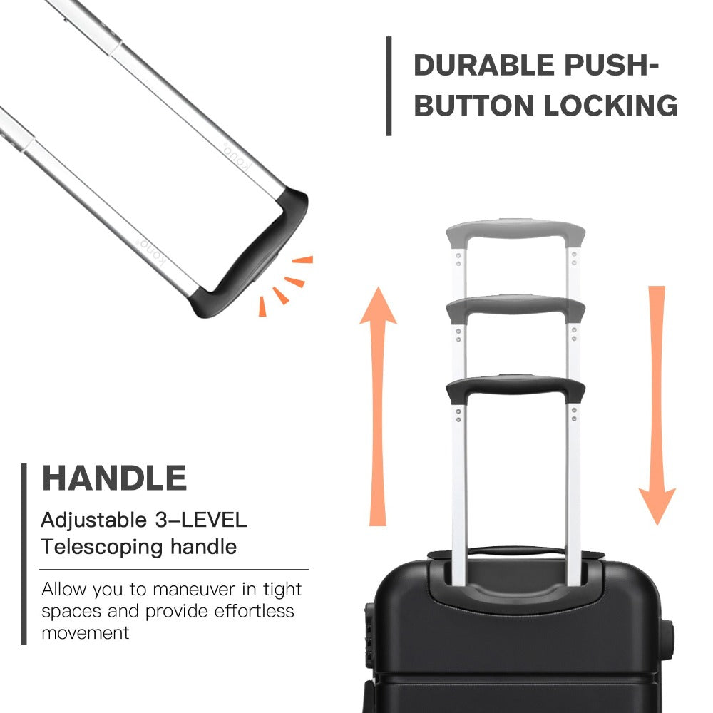 1 pieza de maleta de cabina de 20 pulgadas (55 cm) de ABS prémium con candado de combinación seguro para viajes sin esfuerzo, regreso a clases, regalo de vacaciones
