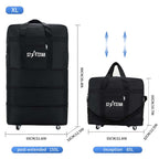 1 bolsa de viaje plegable de gran capacidad - Ligera, portátil, tela Oxford - Ideal para camping, senderismo, viajes familiares, eventos deportivos, escapadas de fin de semana, compras, mudanzas, con ruedas (negro)