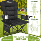 TRESKO® Silla de Camping Plegable hasta 200Kg | Silla Plegable con Bolsa Nevera, Portavasos y Bolsillo Lateral | Silla XXL Plegable Incluye Bolsa de Transporte | Silla de Pesca Acolchada para Exterior, Pesca, Festival y Jardín