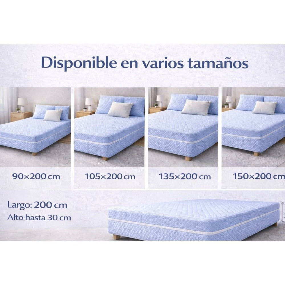 Funda de colchón con cremallera L180° y elástico – Funda completa para colchones de largo200×alto30 cm, tejido suave, no pierde color, disponible en varios tamaños (90/105/135/150 cm)
