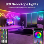 Tira de LED Neon RGB Inteligente Mejorada de Mexllex con Control por App/Control Remoto, Varios Modos, Funciones de Temporizador y Sincronización de Música para Gaming y Decoración de Habitaciones