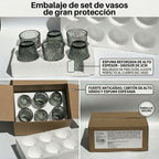 TRESV Set de 6 Vasos de Cristal 250ml | Diseño de Diamante Elegante | Aptos para Lavavajillas | Vidrio Sin Plomo para Agua y Refrescos