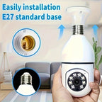 1pc Cámara de Seguridad 1080P HD Ease Life APP, Cámara Exterior Resistente a la Intemperie, Cámara Inalámbrica Wifi con Bombilla de 2.4Ghz, Enchufe de Luz E27 de 360°, Visión Nocturna a Todo Color, Detección de Movimiento, Vigilancia Doméstica, Regalo de