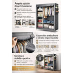 Armario Cecaro Group de tela 105X45X170 Cm - Estructura de acero reforzado, antipolvo e impermeable, armario portátil con estantes y barra para colgar, fácil de montar