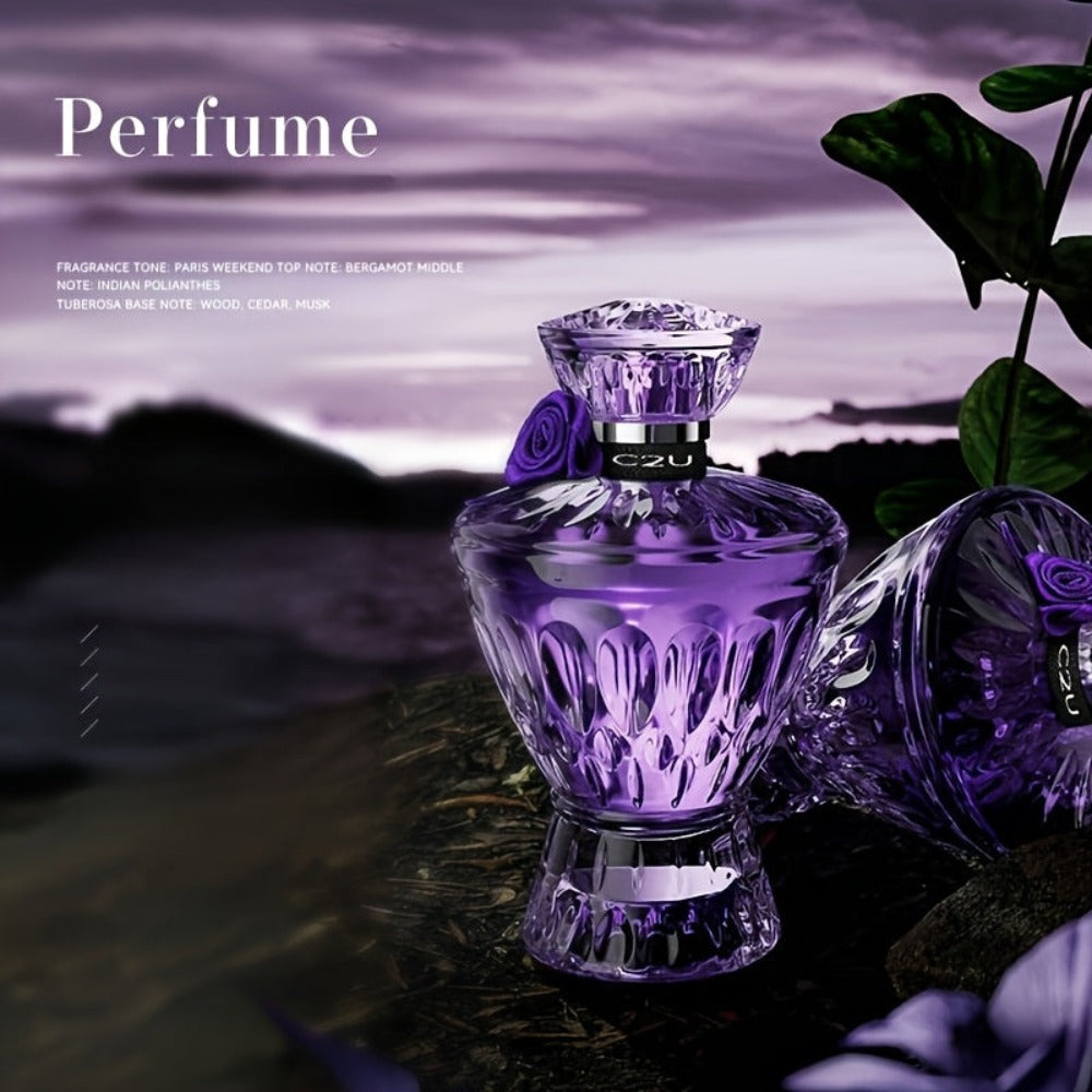 Indúlgate en el lujoso aroma del perfume Amethyst Lady, inspirado en joyas, presentado en una botella de vidrio púrpura - Con un aroma de esmeralda creada, 75ml/2.55oz, aroma floral fresco de larga duración, el regalo perfecto para las fiestas