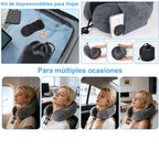 Una Almohada Cervical Ergonómica en Forma de U con Bolsa de Almacenamiento, Espuma de Memoria con Tecnología de Rebote Lento, Funda Lavable a Máquina, Ligera y Portátil para Avión, Oficina y Hogar, Apoya Cuello y Cabeza, Ideal para Siestas, Lectura y Ver
