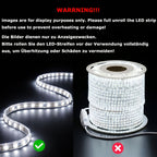 Tiras de luces LED súper brillantes AC 220V 230V | Cinta adhesiva de 120 LED/m, Cinta LED para lámpara exterior, Blanco o Blanco Cálido para cocina, jardín, decoración de habitaciones del hogar, Iluminación interior con enchufe de alimentación europeo | M
