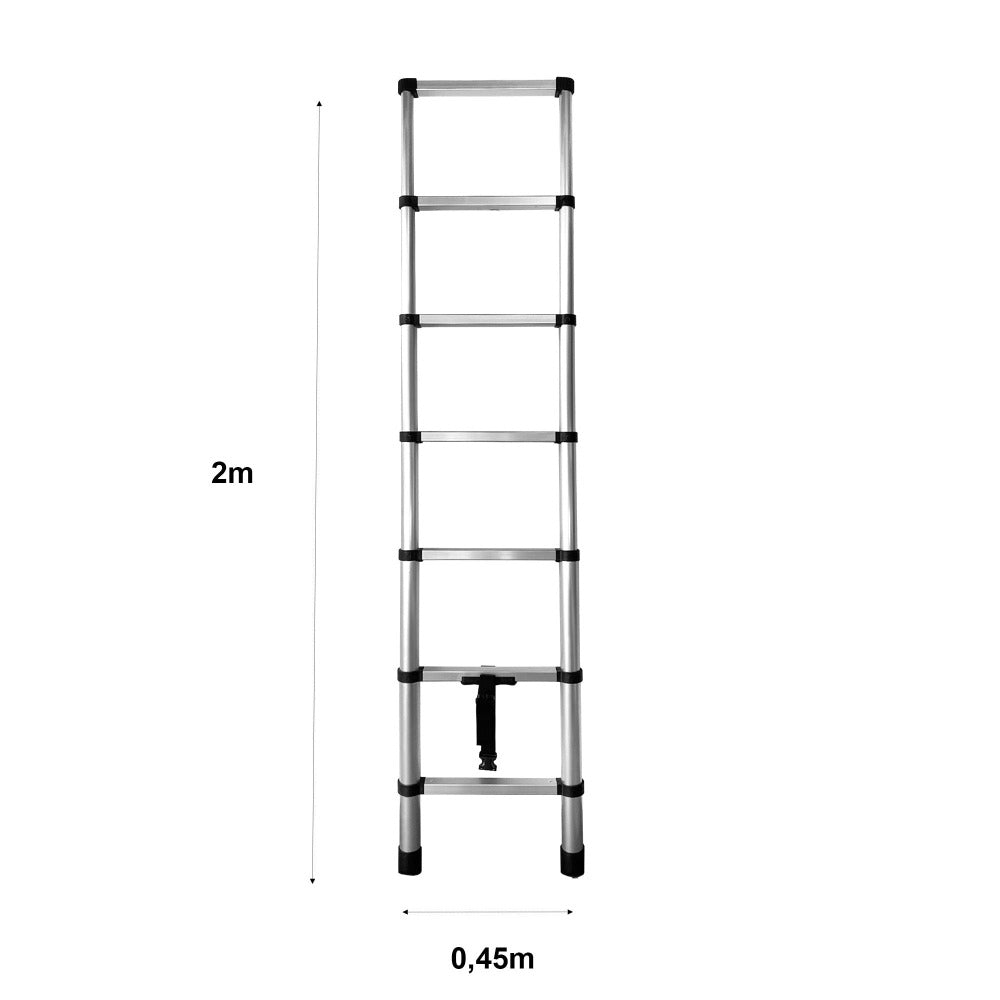Escalera Telescópica de Acero Galvanizado Extensible y Plegable 2 a 4,4 Metros | Altura Ajustable por Peldaños con Cierre de Seguridad | Certificada EN131 para Uso Profesional y Doméstico | Base Antideslizante con Pies de Goma | Ideal para Reformas, Jardí
