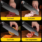 Juego de 8 cuchillos, Cuchillo de chef, Cuchillo de cocina universal, Acero inoxidable alemán, Mangos ergonómicos de Pakkawood para restaurante doméstico