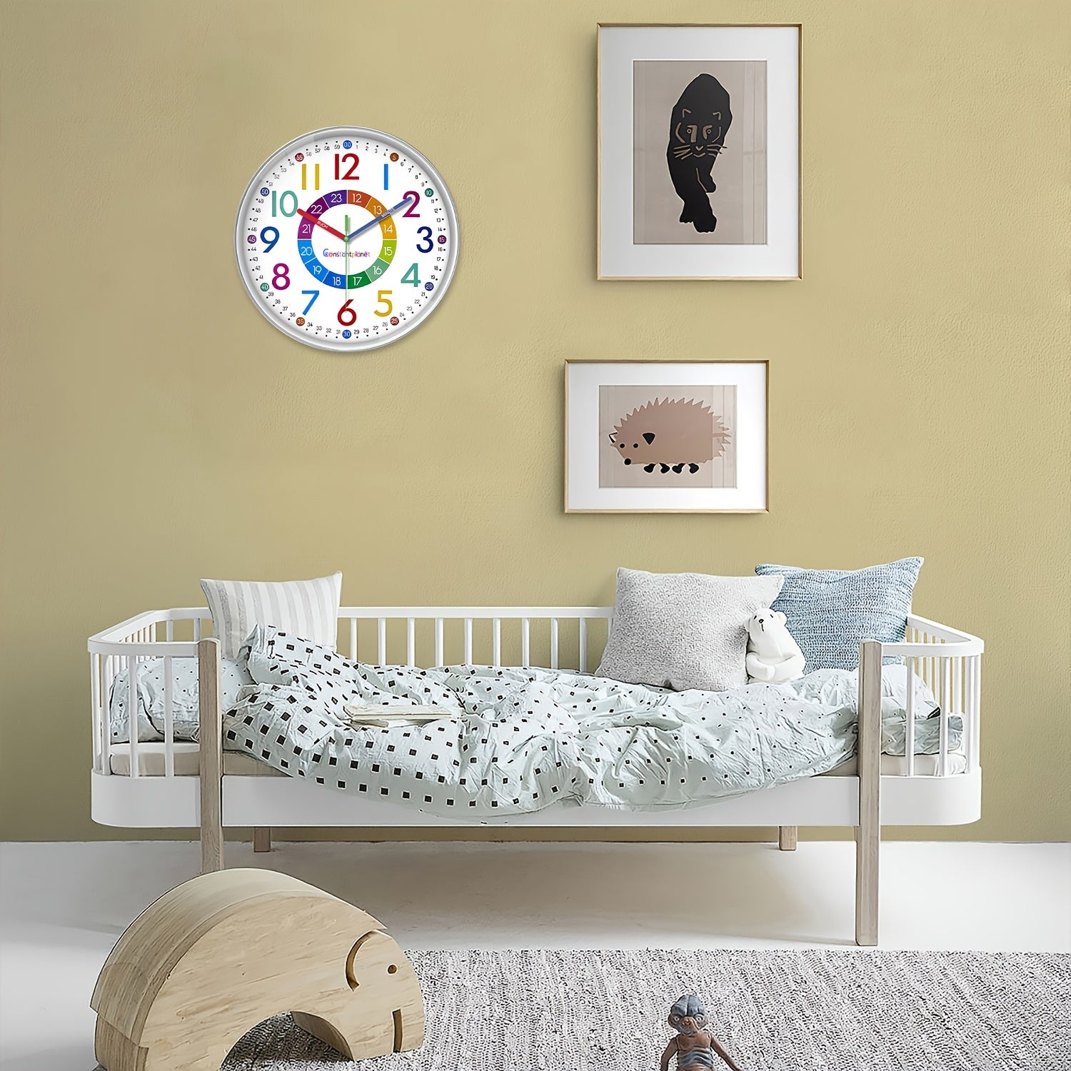 Reloj de pared digital colorido de 12 pulgadas para enseñanza, reloj de plástico silencioso con mecanismo silencioso, presenta múltiples zonas de color para fácil visibilidad, perfecto para salas de estar, dormitorios, aulas y decoración del hogar escolar