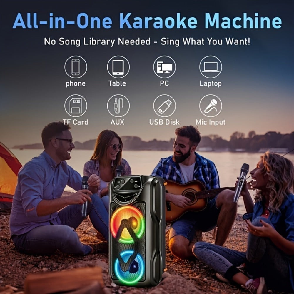 Altavoz Bluetooth portátil de mano, altavoz estéreo sin varillas compacto con luces RGB coloridas, altavoz de viaje con graves potentes y múltiples modos de reproducción para fiestas en interiores y exteriores y partidos de fútbol detail im