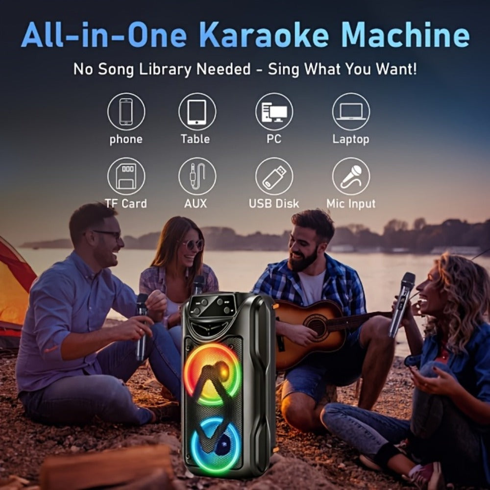 Altavoz Bluetooth portátil de mano, altavoz estéreo sin varillas compacto con luces RGB coloridas, altavoz de viaje con graves potentes y múltiples modos de reproducción para fiestas en interiores y exteriores y partidos de fútbol detail im