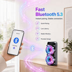 Altavoz Inalámbrico Portátil con Micrófono Conectable, Luces de Colores Multimodo. Compatible con Tarjeta TF, USB Tipo-C y Radio FM, Ideal para Fiestas, Karaoke Disco, Camping al Aire Libre detail image - detail view 11