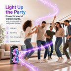 Altavoz Inalámbrico Portátil con Micrófono Conectable, Luces de Colores Multimodo. Compatible con Tarjeta TF, USB Tipo-C y Radio FM, Ideal para Fiestas, Karaoke Disco, Camping al Aire Libre detail image - detail view 13