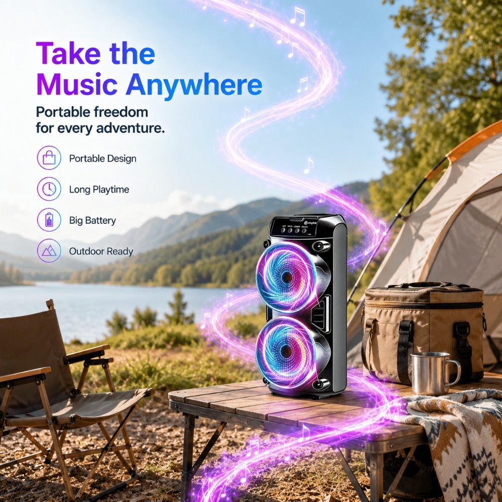 Altavoz Inalámbrico Portátil con Micrófono Conectable, Luces de Colores Multimodo. Compatible con Tarjeta TF, USB Tipo-C y Radio FM, Ideal para Fiestas, Karaoke Disco, Camping al Aire Libre detail image - detail view 14