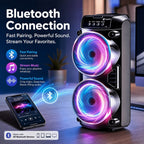 Altavoz Inalámbrico Portátil con Micrófono Conectable, Luces de Colores Multimodo. Compatible con Tarjeta TF, USB Tipo-C y Radio FM, Ideal para Fiestas, Karaoke Disco, Camping al Aire Libre detail image