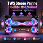 Altavoz Inalámbrico Portátil con Micrófono Conectable, Luces de Colores Multimodo. Compatible con Tarjeta TF, USB Tipo-C y Radio FM, Ideal para Fiestas, Karaoke Disco, Camping al Aire Libre detail image - detail view 6