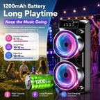 Altavoz Inalámbrico Portátil con Micrófono Conectable, Luces de Colores Multimodo. Compatible con Tarjeta TF, USB Tipo-C y Radio FM, Ideal para Fiestas, Karaoke Disco, Camping al Aire Libre detail image - detail view 7