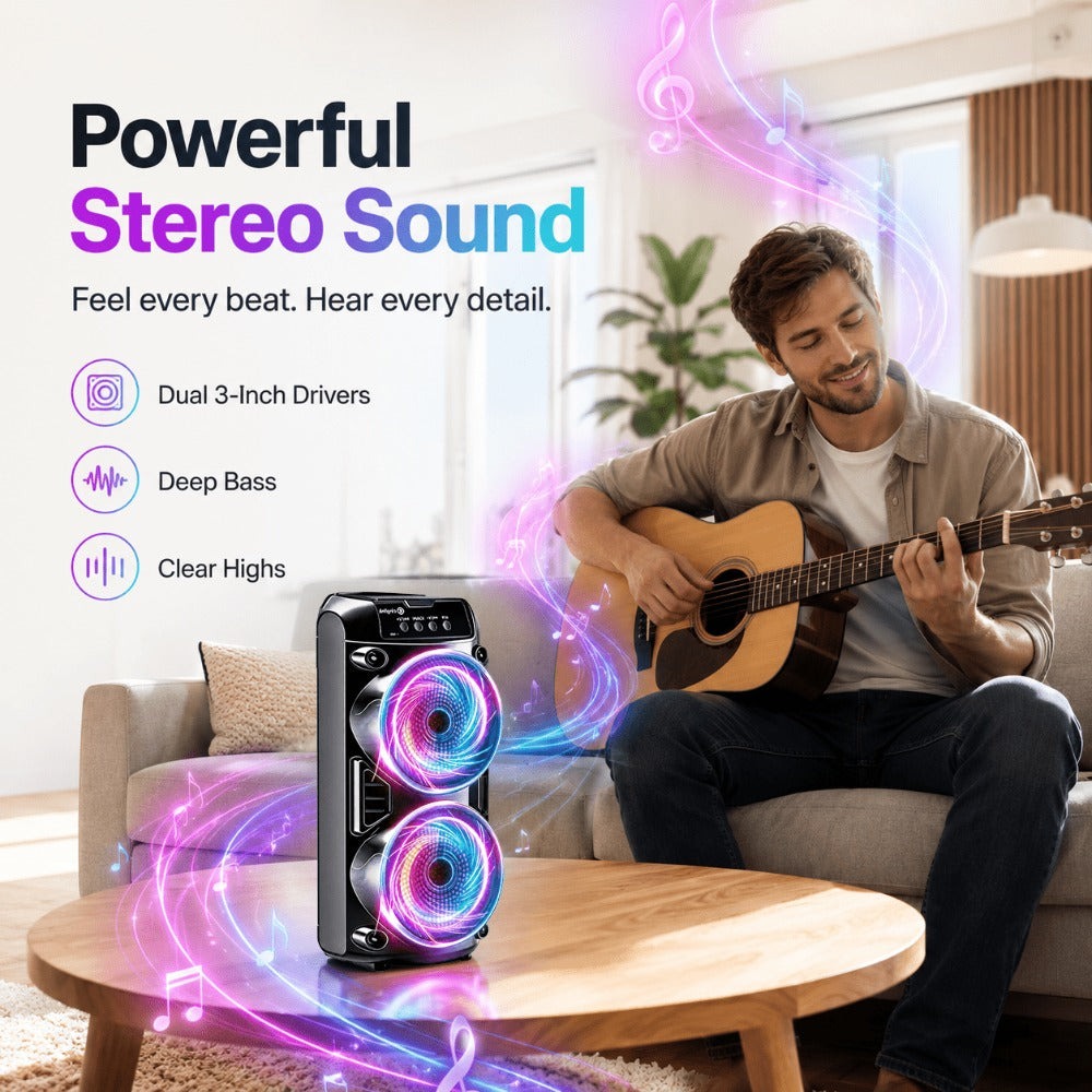 Altavoz Inalámbrico Portátil con Micrófono Conectable, Luces de Colores Multimodo. Compatible con Tarjeta TF, USB Tipo-C y Radio FM, Ideal para Fiestas, Karaoke Disco, Camping al Aire Libre detail image - detail view 9