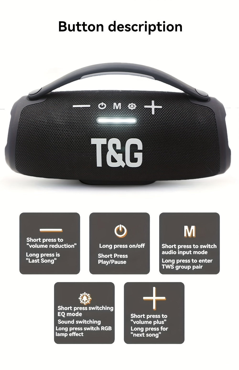 Tablet Altavoz Inalámbrico TG 30W, Altavoz Portátil con Sonido Envolvente Subwoofer